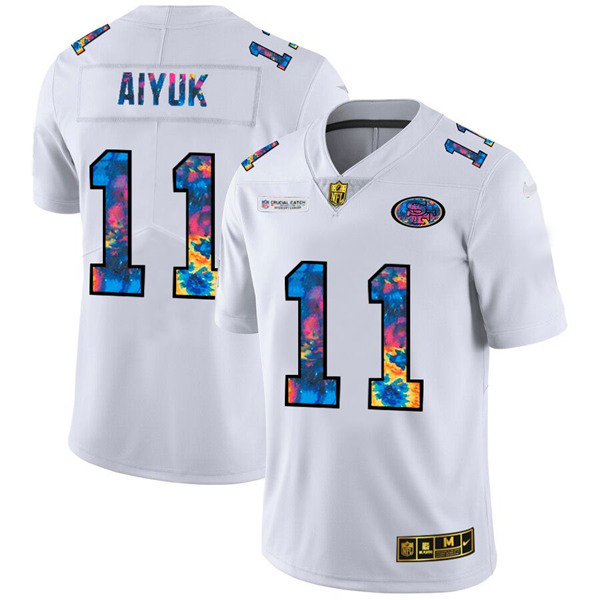 Men's San Francisco 49ers #11 Brandon Aiyuk 2020 White Crucial Catch Limited Stitched NFL Jersey